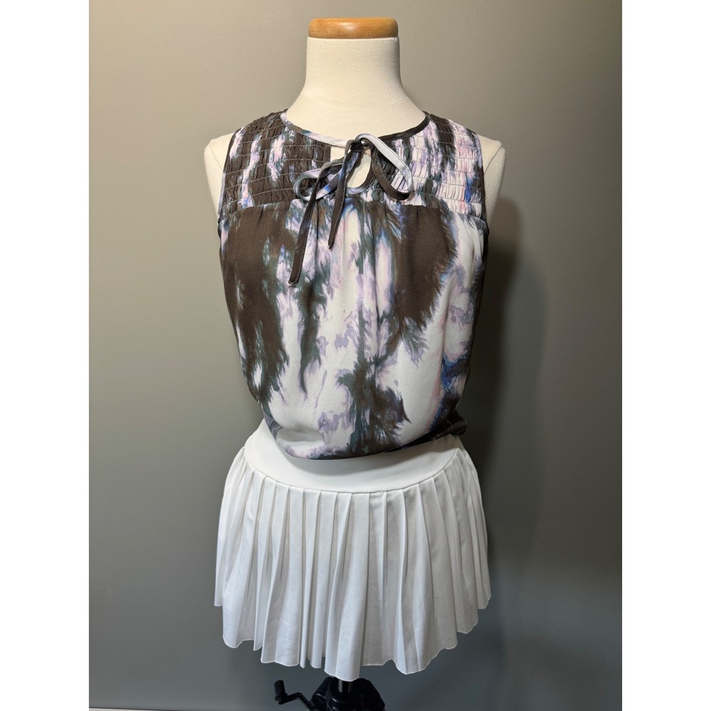 Simply Vera‎ Vera Wang XS Sleeveless Tie Neck Abstract Print Top